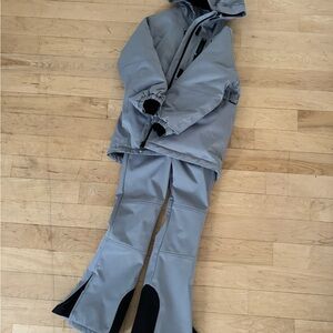 ZARA SKI set with bibs and overcoat in periwinkle blue with black accents